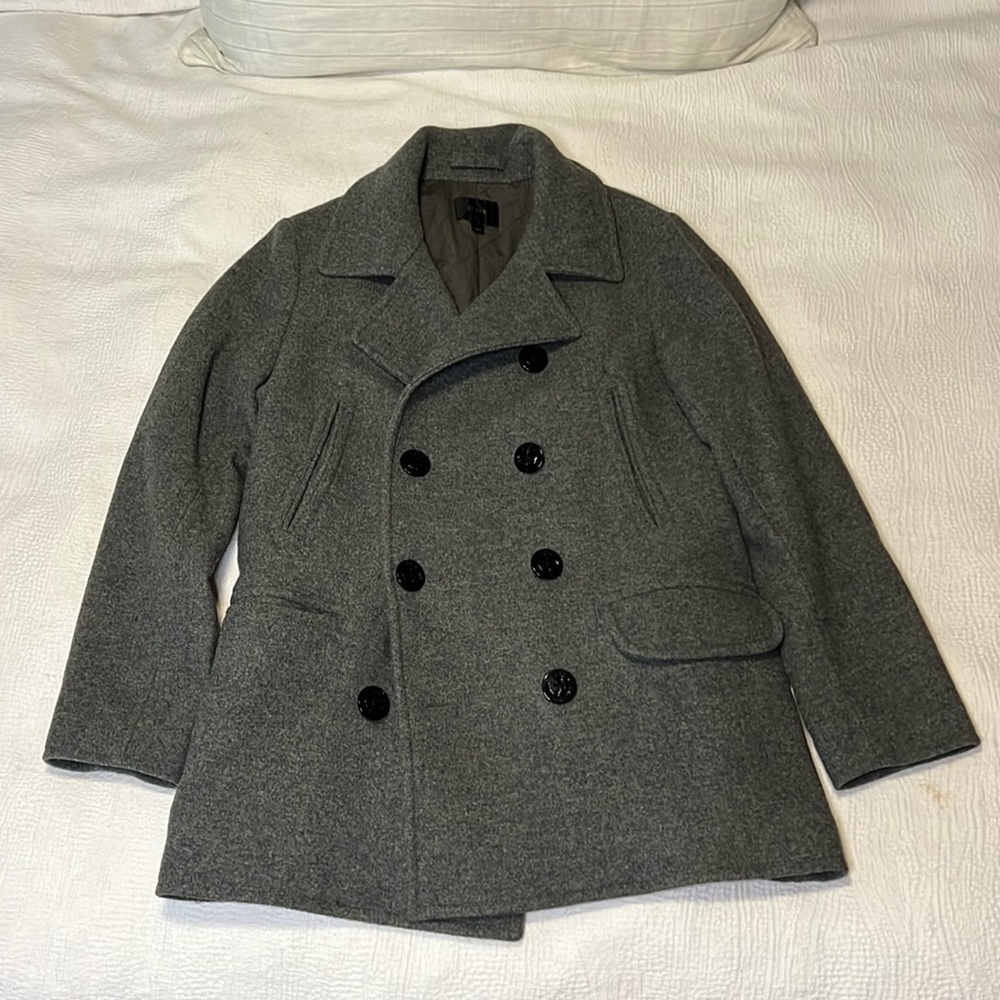 J Crew Wool Peacoat - Hip Length - Antique Pewter, Small